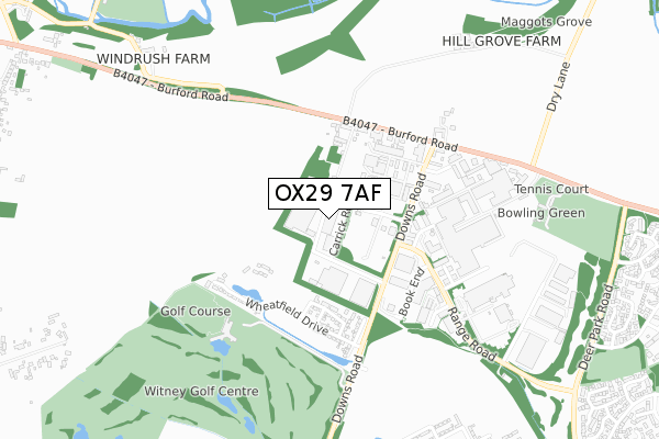 OX29 7AF map - small scale - OS Open Zoomstack (Ordnance Survey)