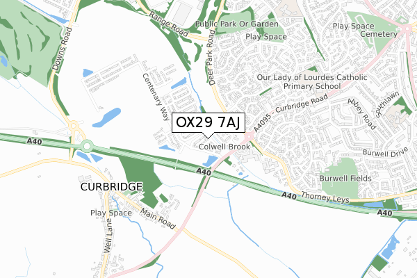 OX29 7AJ map - small scale - OS Open Zoomstack (Ordnance Survey) OX29 7AJ map - small scale - OS Open Zoomstack (Ordnance Survey)