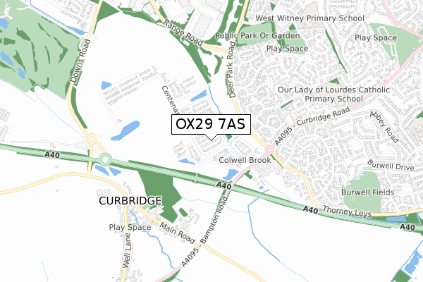 OX29 7AS map - small scale - OS Open Zoomstack (Ordnance Survey)
