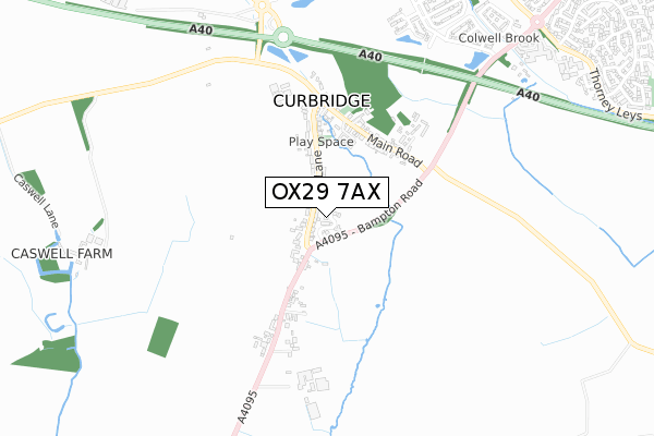 OX29 7AX map - small scale - OS Open Zoomstack (Ordnance Survey)