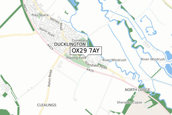 OX29 7AY map - small scale - OS Open Zoomstack (Ordnance Survey)