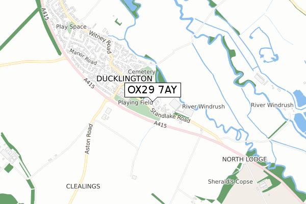 OX29 7AY map - small scale - OS Open Zoomstack (Ordnance Survey) OX29 7AY map - small scale - OS Open Zoomstack (Ordnance Survey)
