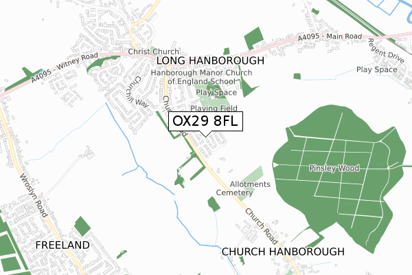 OX29 8FL map - small scale - OS Open Zoomstack (Ordnance Survey) OX29 8FL map - small scale - OS Open Zoomstack (Ordnance Survey)