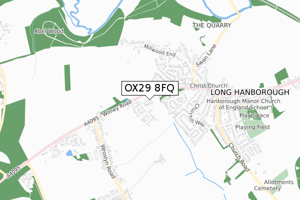 OX29 8FQ map - small scale - OS Open Zoomstack (Ordnance Survey) OX29 8FQ map - small scale - OS Open Zoomstack (Ordnance Survey)