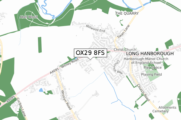 OX29 8FS map - small scale - OS Open Zoomstack (Ordnance Survey)