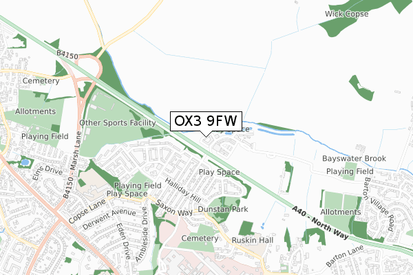 OX3 9FW map - small scale - OS Open Zoomstack (Ordnance Survey)