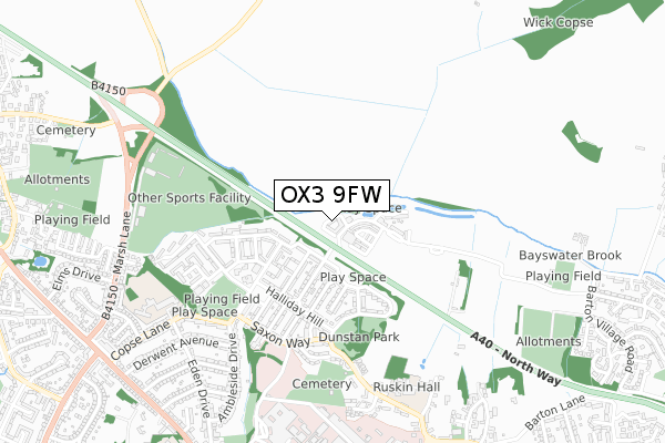 OX3 9FW map - small scale - OS Open Zoomstack (Ordnance Survey) OX3 9FW map - small scale - OS Open Zoomstack (Ordnance Survey)