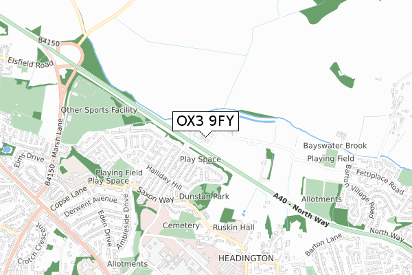 OX3 9FY map - small scale - OS Open Zoomstack (Ordnance Survey)