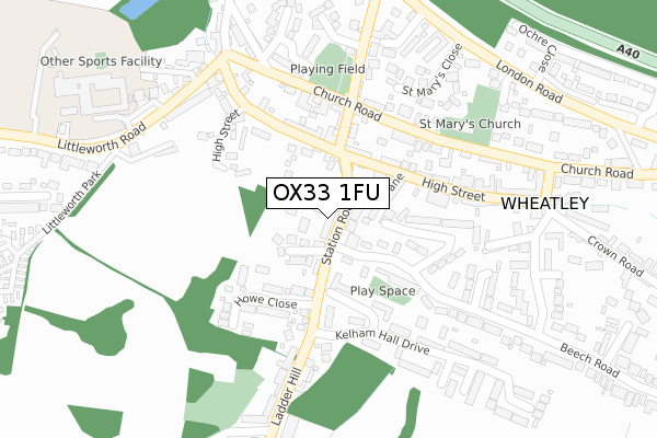 OX33 1FU map - large scale - OS Open Zoomstack (Ordnance Survey)