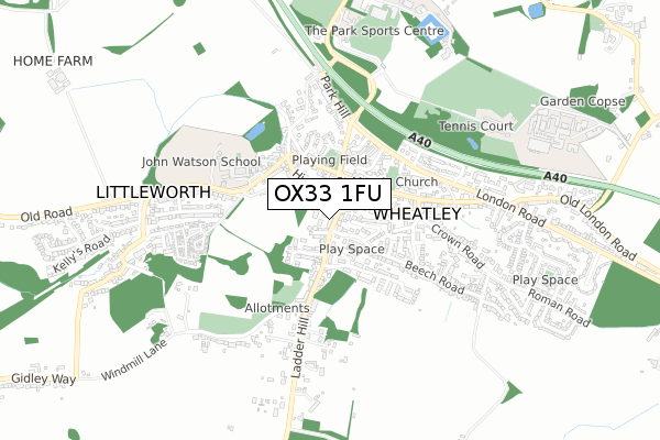 OX33 1FU map - small scale - OS Open Zoomstack (Ordnance Survey)