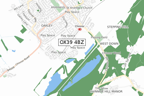 OX39 4BZ map - small scale - OS Open Zoomstack (Ordnance Survey)