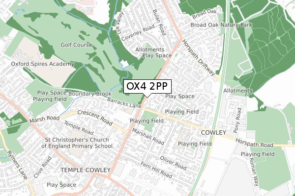 OX4 2PP map - small scale - OS Open Zoomstack (Ordnance Survey)
