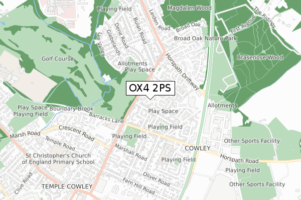 OX4 2PS map - small scale - OS Open Zoomstack (Ordnance Survey)