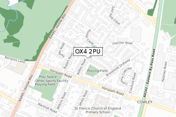 OX4 2PU map - large scale - OS Open Zoomstack (Ordnance Survey)