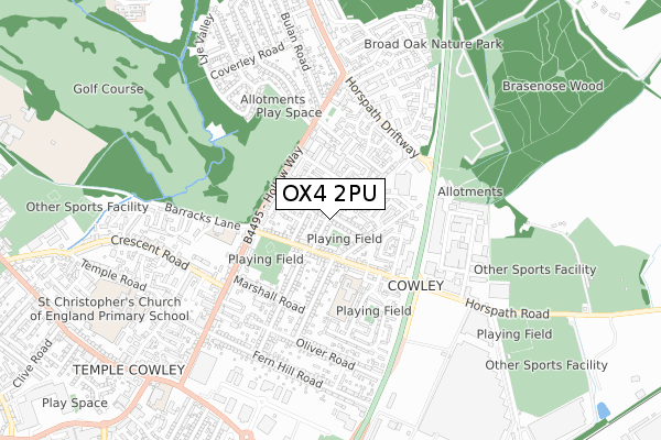 OX4 2PU map - small scale - OS Open Zoomstack (Ordnance Survey)