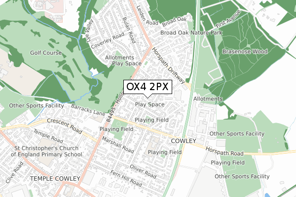 OX4 2PX map - small scale - OS Open Zoomstack (Ordnance Survey)