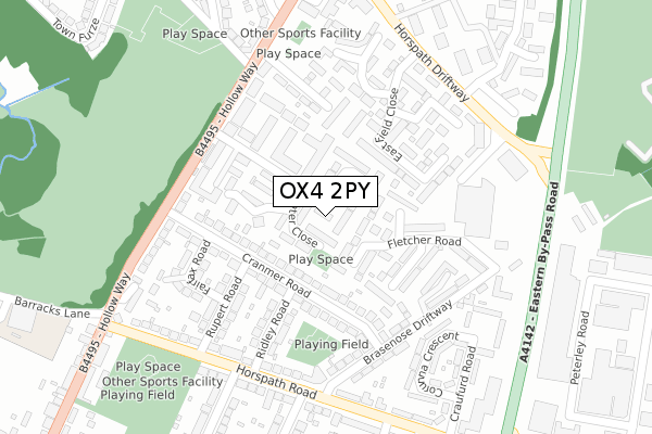 OX4 2PY map - large scale - OS Open Zoomstack (Ordnance Survey)