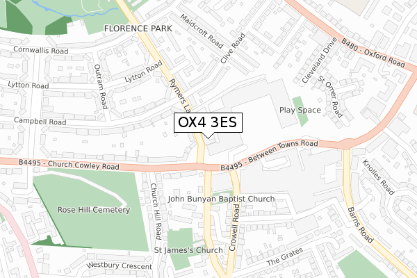 OX4 3ES map - large scale - OS Open Zoomstack (Ordnance Survey)