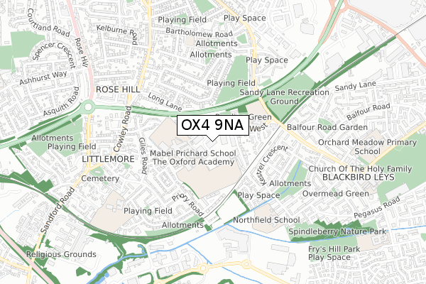 OX4 9NA map - small scale - OS Open Zoomstack (Ordnance Survey)