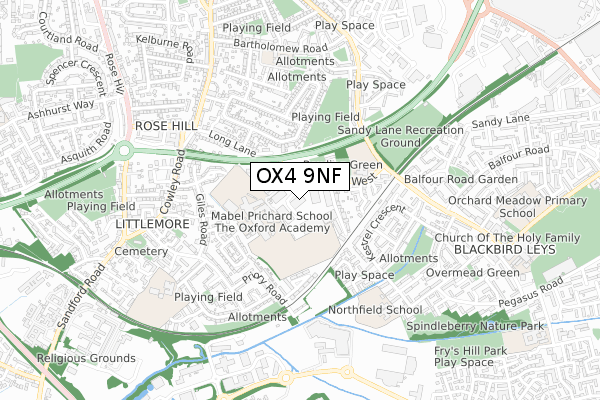 OX4 9NF map - small scale - OS Open Zoomstack (Ordnance Survey)