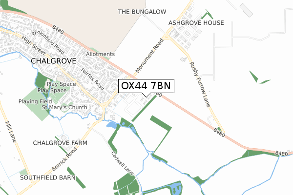 OX44 7BN map - small scale - OS Open Zoomstack (Ordnance Survey)