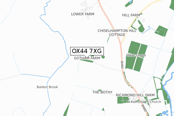 OX44 7XG map - small scale - OS Open Zoomstack (Ordnance Survey)