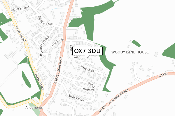 OX7 3DU map - large scale - OS Open Zoomstack (Ordnance Survey)