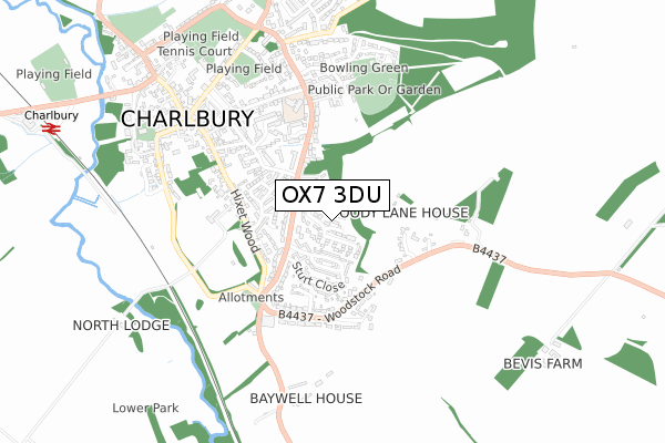OX7 3DU map - small scale - OS Open Zoomstack (Ordnance Survey)