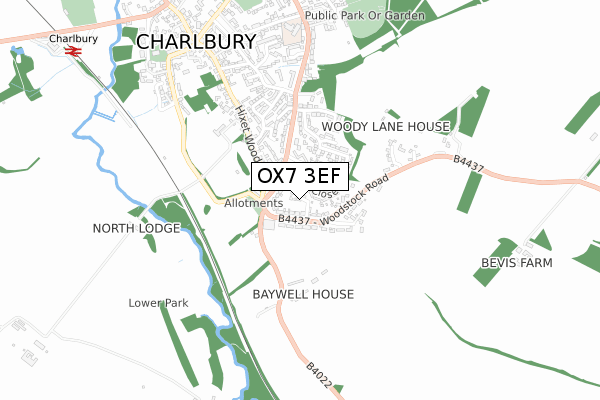 OX7 3EF map - small scale - OS Open Zoomstack (Ordnance Survey)