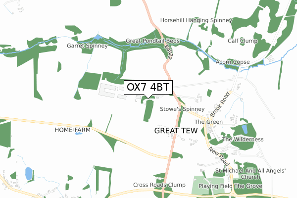 OX7 4BT map - small scale - OS Open Zoomstack (Ordnance Survey) OX7 4BT map - small scale - OS Open Zoomstack (Ordnance Survey)