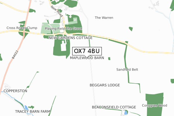 OX7 4BU map - small scale - OS Open Zoomstack (Ordnance Survey)