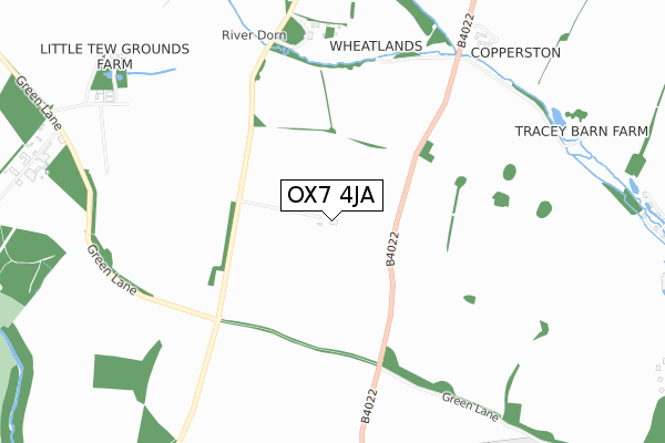 OX7 4JA map - small scale - OS Open Zoomstack (Ordnance Survey)