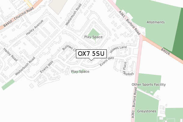 OX7 5SU map - large scale - OS Open Zoomstack (Ordnance Survey)