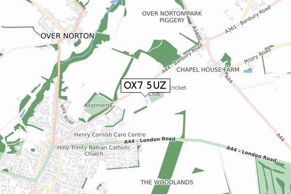 OX7 5UZ map - small scale - OS Open Zoomstack (Ordnance Survey) OX7 5UZ map - small scale - OS Open Zoomstack (Ordnance Survey)