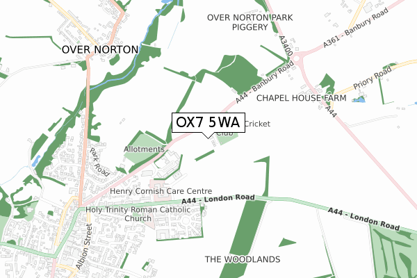 OX7 5WA map - small scale - OS Open Zoomstack (Ordnance Survey)