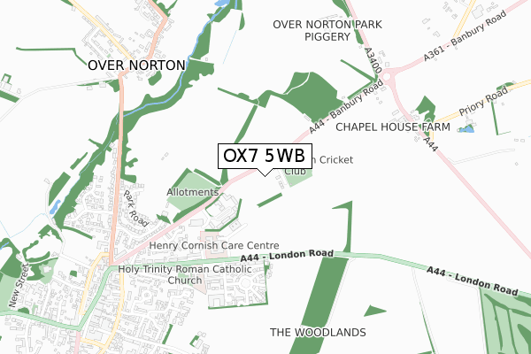 OX7 5WB map - small scale - OS Open Zoomstack (Ordnance Survey)