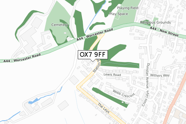OX7 9FF map - large scale - OS Open Zoomstack (Ordnance Survey)