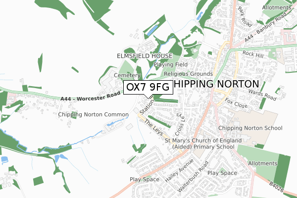 OX7 9FG map - small scale - OS Open Zoomstack (Ordnance Survey) OX7 9FG map - small scale - OS Open Zoomstack (Ordnance Survey)