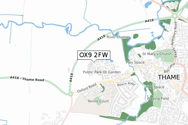 OX9 2FW map - small scale - OS Open Zoomstack (Ordnance Survey) OX9 2FW map - small scale - OS Open Zoomstack (Ordnance Survey)