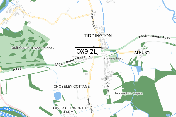 OX9 2LJ map - small scale - OS Open Zoomstack (Ordnance Survey)