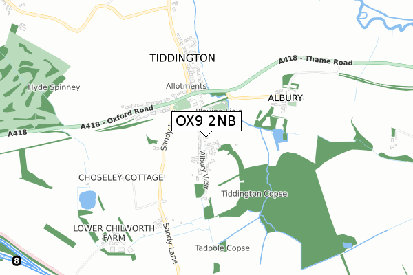 OX9 2NB map - small scale - OS Open Zoomstack (Ordnance Survey)