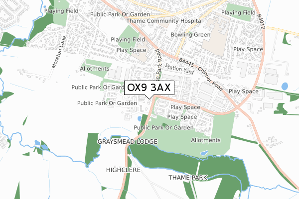OX9 3AX map - small scale - OS Open Zoomstack (Ordnance Survey)