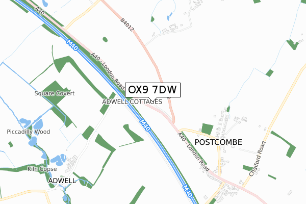 OX9 7DW map - small scale - OS Open Zoomstack (Ordnance Survey)