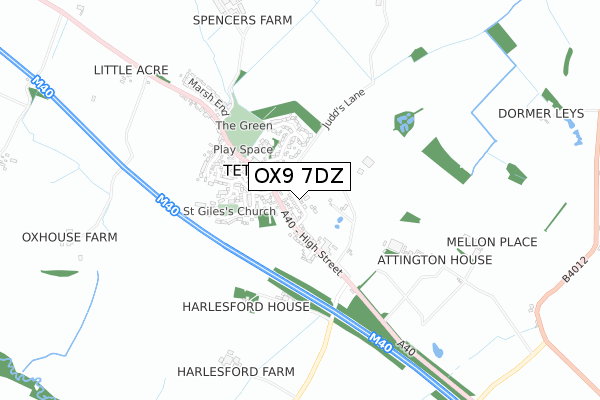 OX9 7DZ map - small scale - OS Open Zoomstack (Ordnance Survey) OX9 7DZ map - small scale - OS Open Zoomstack (Ordnance Survey)