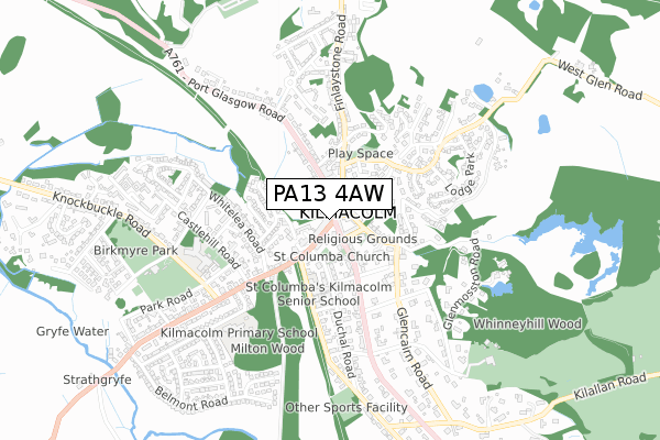PA13 4AW map - small scale - OS Open Zoomstack (Ordnance Survey)
