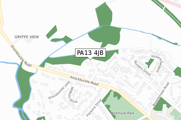 PA13 4JB map - large scale - OS Open Zoomstack (Ordnance Survey)