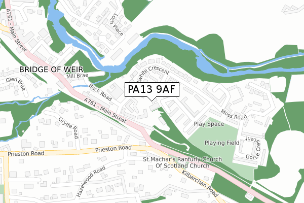 PA13 9AF map - large scale - OS Open Zoomstack (Ordnance Survey)
