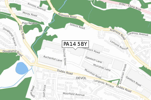 PA14 5BY map - large scale - OS Open Zoomstack (Ordnance Survey)