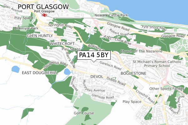 PA14 5BY map - small scale - OS Open Zoomstack (Ordnance Survey)