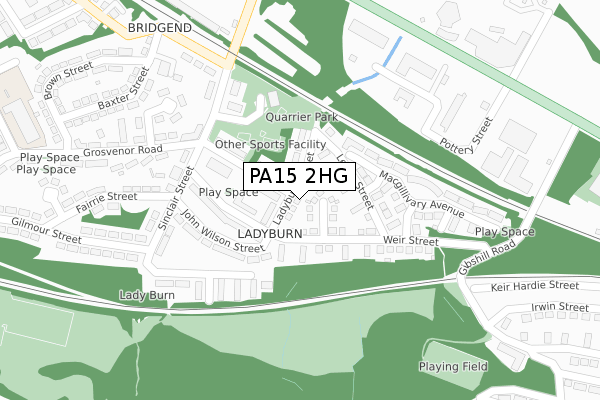 PA15 2HG map - large scale - OS Open Zoomstack (Ordnance Survey)